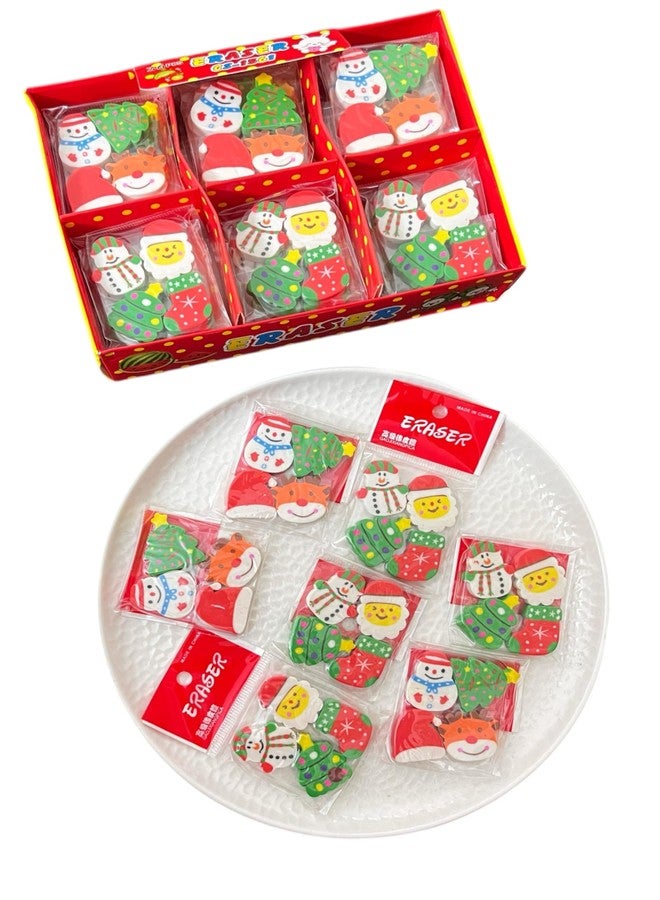 Le Delite 15 pack Cute fancy Designer Christmas Mini Erasers, Santa snowman xmas tree props Erasers Stationery Gift for Kids, Combo pack, Fancy Eraser for students children Return Gift - Image 1